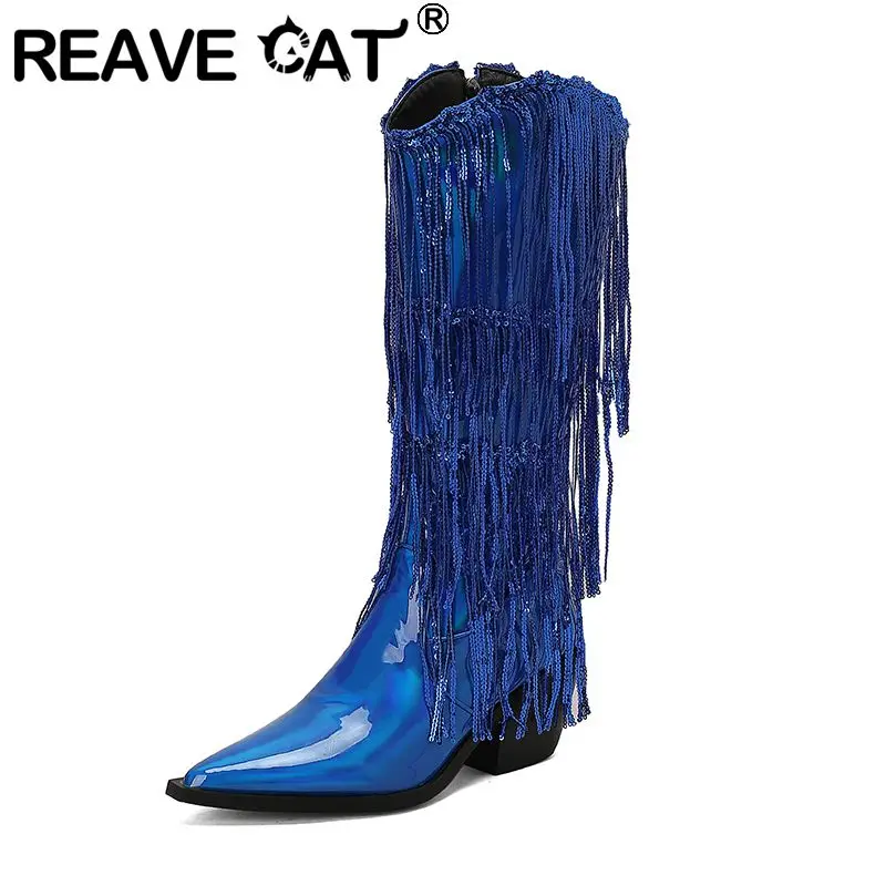 reave-cat-2024-botas-con-flecos-charol-puntiagudos-tacones-de-bloque-65-cm-talla-grande-45-46-botines-hasta-la-rodilla-para-fiesta-y-baile