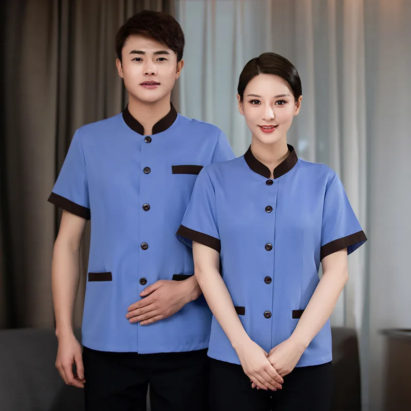 Hotel Cleaning Work Uniform Short Sleeve Summer Guesthouse Room Attendant Female Property Community Cleaning Auntie Cleaning Uni