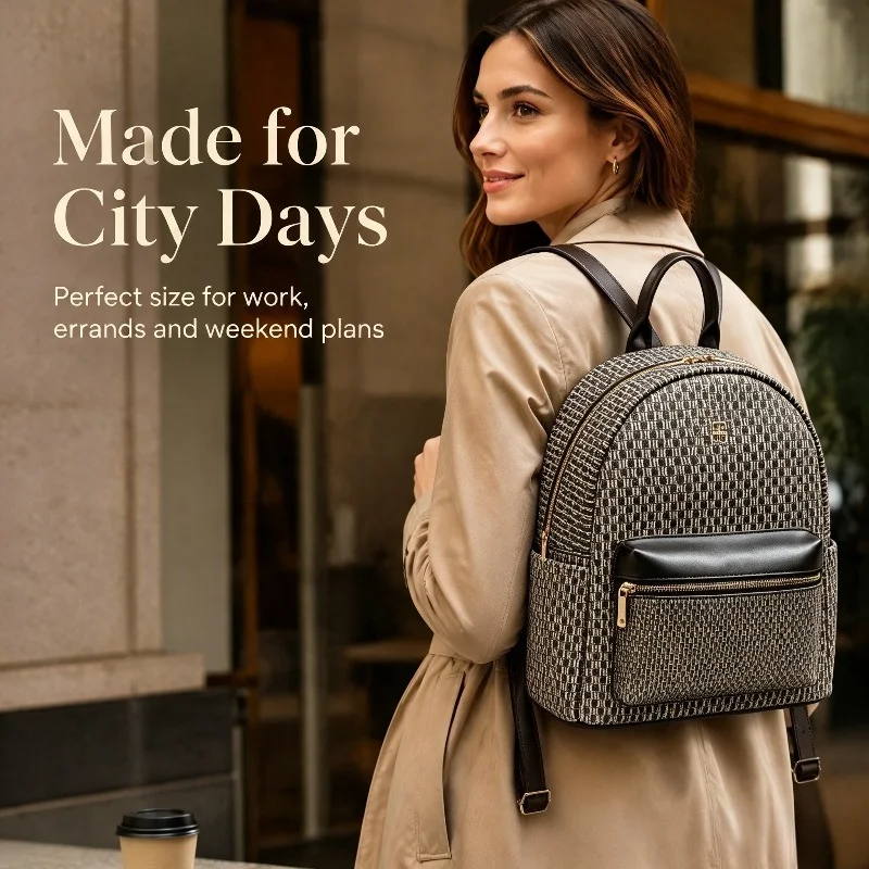 CHHC New Luxury Backpack Women Real Texture High Value Water Resistant Commute Casual Bag Lightweight Durable