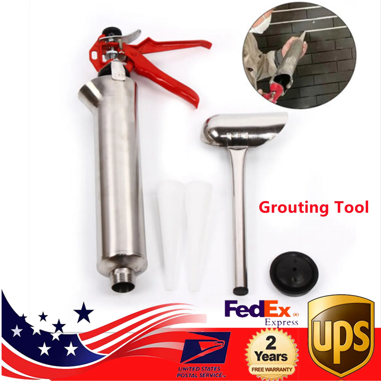 Grouting Mortar Sprayer Applicator Tool Mortar Pointing Grouting Gun Cement Lime Wall Sewing Gun with 2 Plastic Nozzle