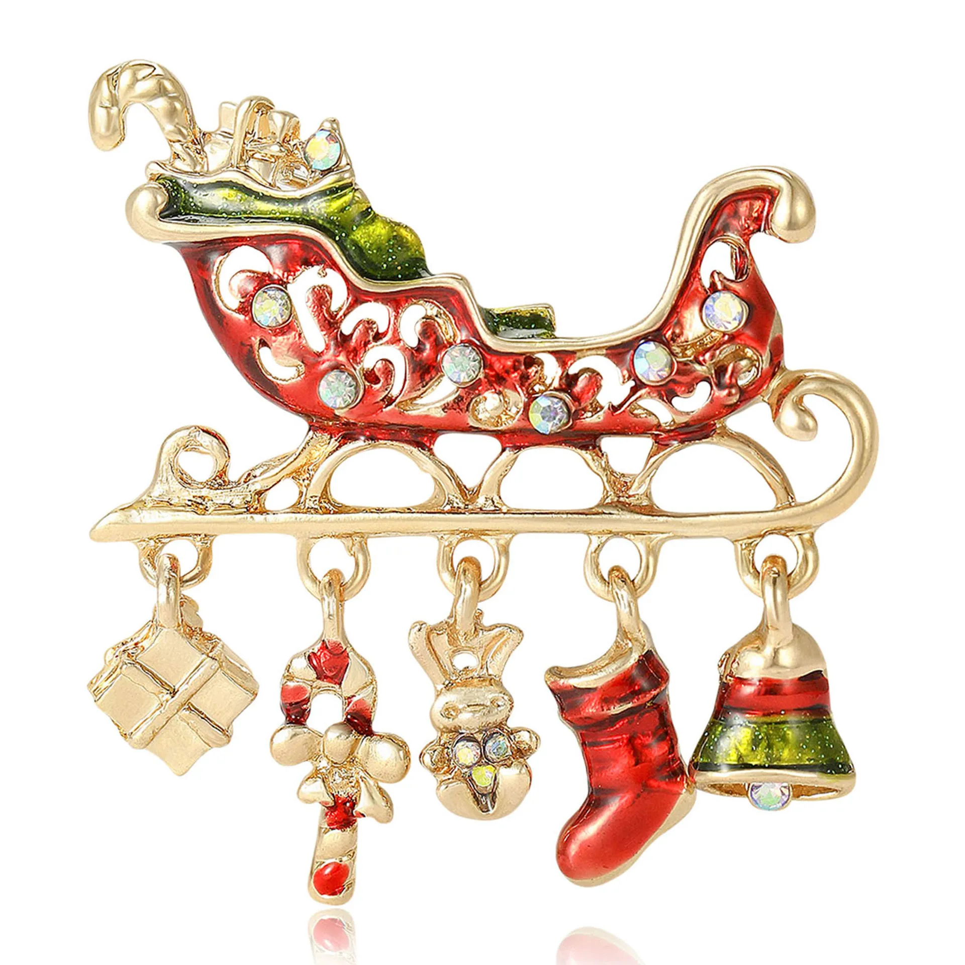 

Cute Enamel Christmas Car Series Brooches, Fashionable Women's And Women's Alloy Sled Car Pins, Clothing, Holiday Accessories