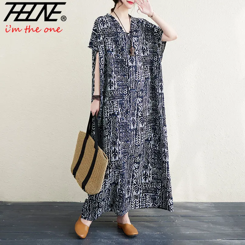 Vestido Feminino Summer Dress Women 2023 Super Plus Size Oversized 150KG Vestido Feminino Casual Vintage Loose Long Maxi Dresses