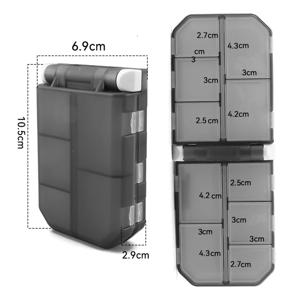 Boîte à pêche en PP à structure renforcée pour usage quotidien, avec rangements pour hameçons, émerillons, plombs, leurres et autres petits accessoires