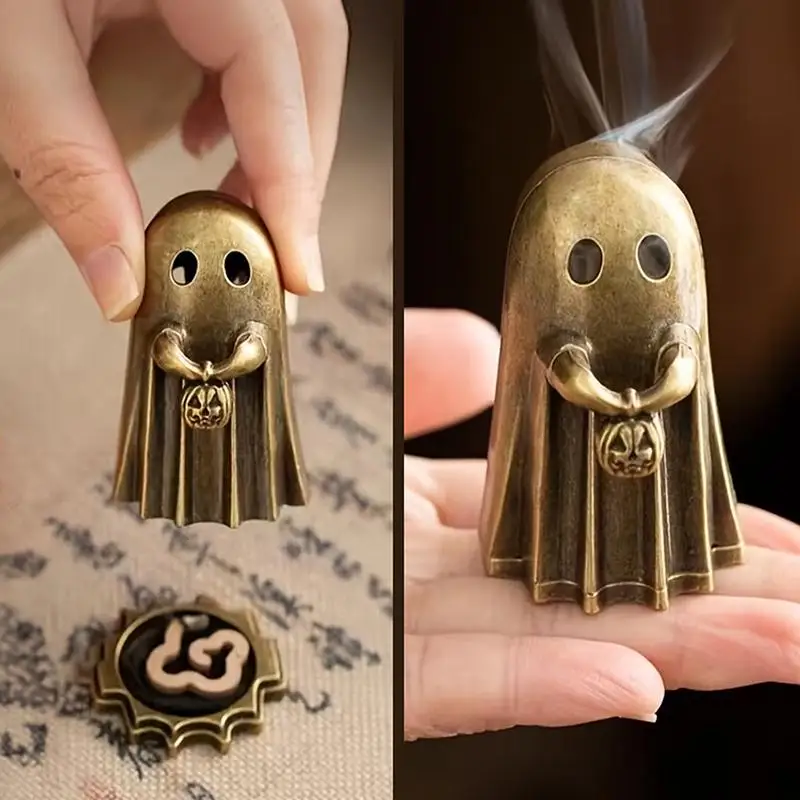 Pumpkin Ghost Incense Holder Handheld Desktop Ornament Multifunctional Decor for Yoga Meditation Tea Ceremony Home Art Decoratio