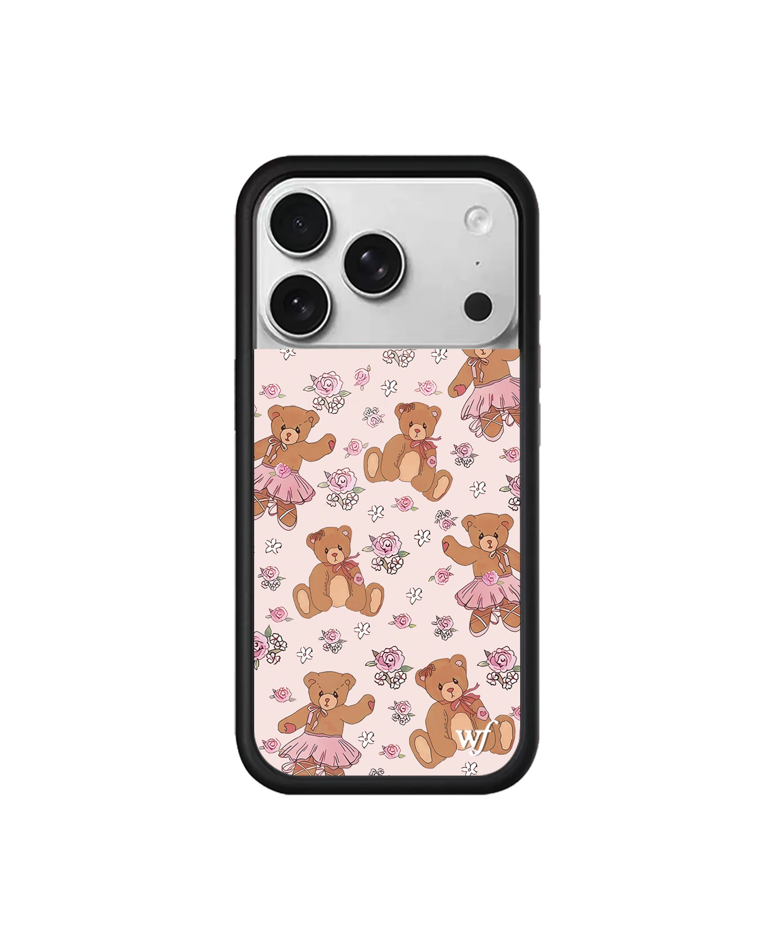 Nowe luksusowe etui na telefon z motywem dzikich kwiatów i małego misia 3D do iPhone'a 17 Pro, etui na modele 12 13 14 15 16 17 Pro Max Plus Air WF Cover — zdjęcie produktu 3