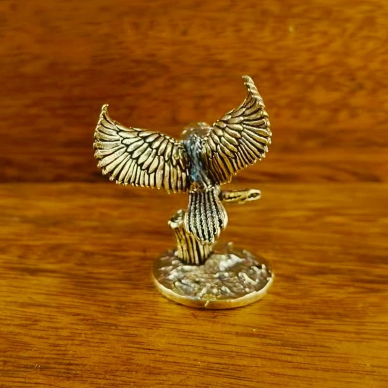 Antique Solid Brass Tree Owl Miniature Figurines Retro Copper Animal Tea Pet Desktop Ornament Decor Crafts Animal Figurines view 4