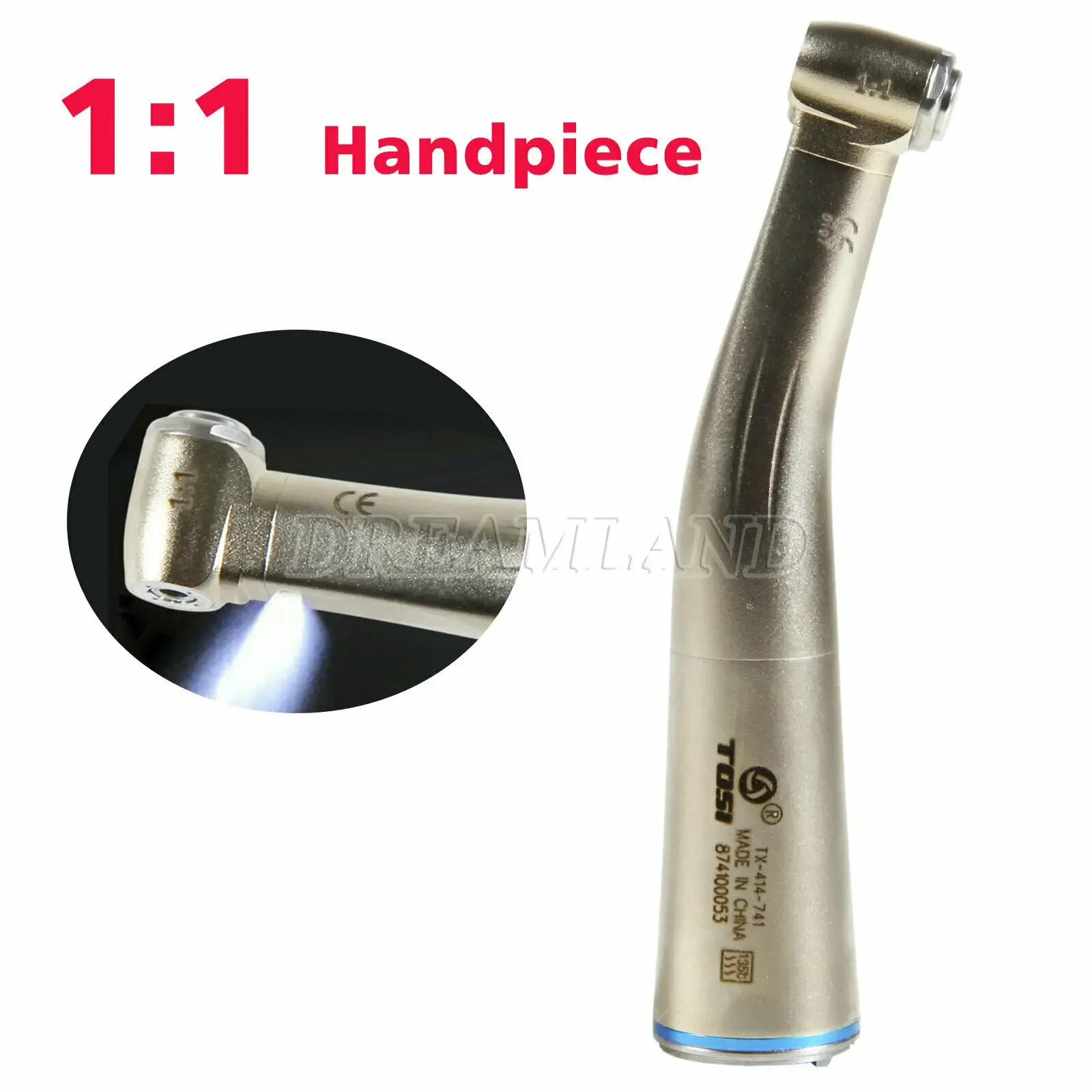 

KAVO /NSK Style Dental Low Speed LED Fiber Optic Contra Angle Handpiece 1:1 Internal Water Spary Turbine TOSI