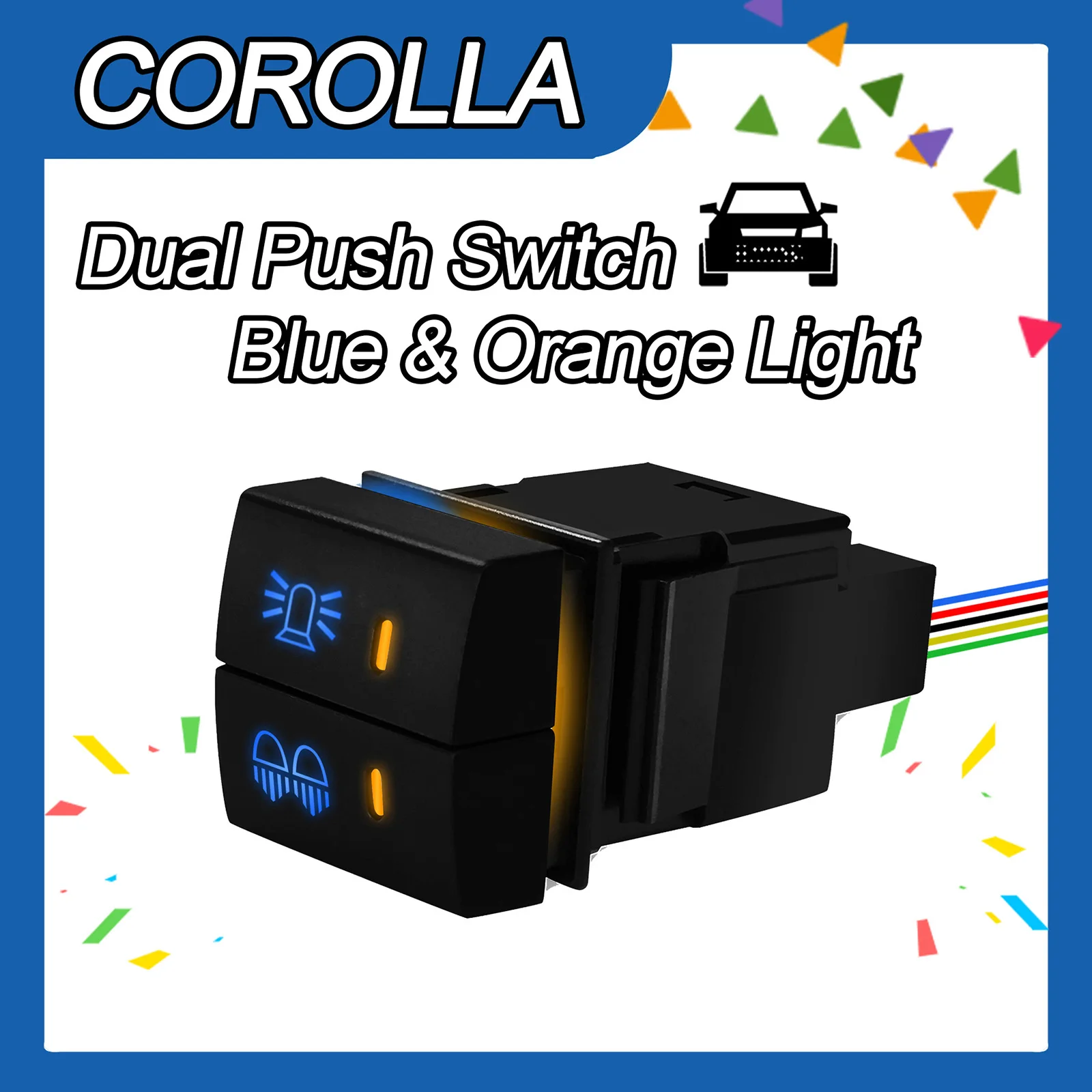

Beacon & Rear Lights 12V Car Dual Push ON OFF Button Sturdy Switch for Toyota RAV4 Corolla Prado 150s LandCruiser Hiace Camry