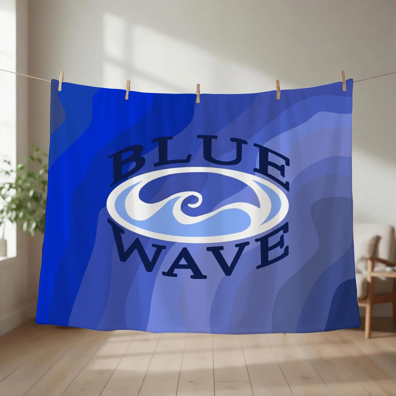 Geneseo Swim & Dive Blue Wave Throw Blanket couch cozy soft plush fuzzy picnic outdoor blanket