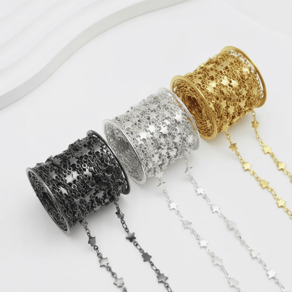 No Fade Copper Chain 4/5mm Electroplating Process Star Chain Solid Color 1 Meter Length Jewelry Making Chain Jewelry DIY Making