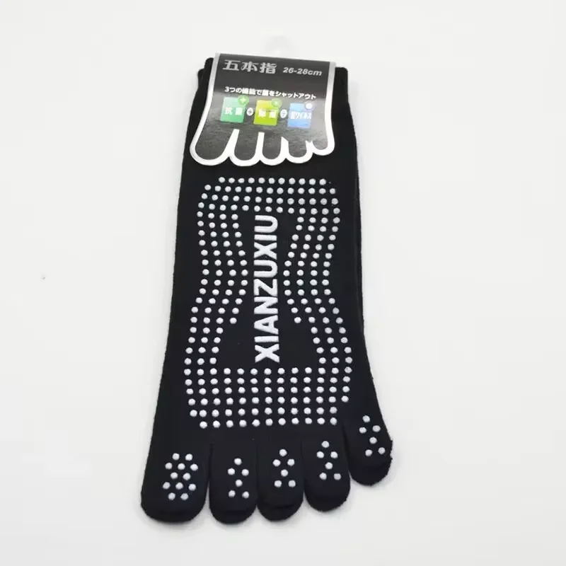 Picture 3: Men's Non-Slip Pilates Socks Cotton Breathable 5 Toe Massage Yoga Socks Sports Five Finger Socks