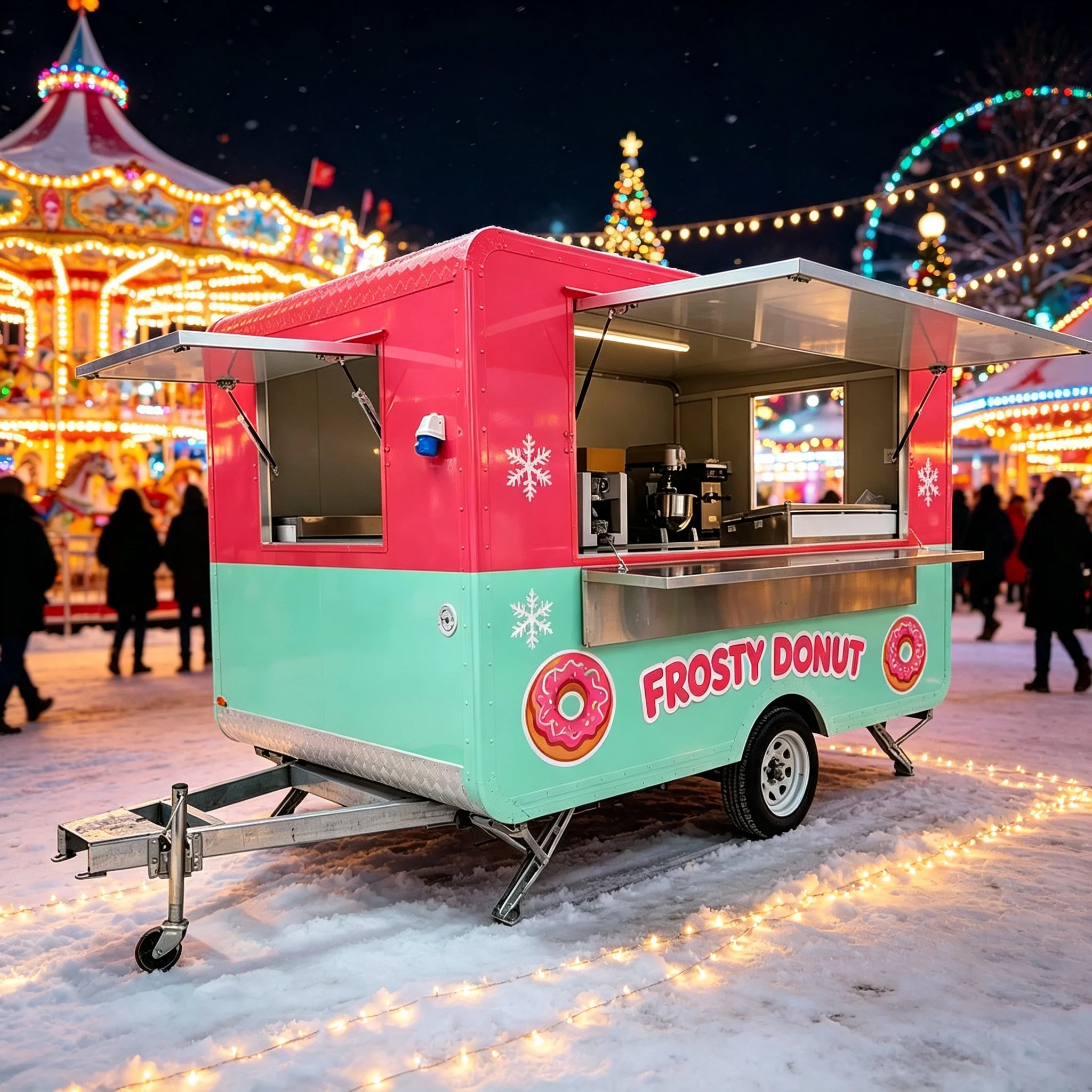 Usa Uk Standard Pink Food Trailer Food Cart Trailer Ice Cream Food Truck Custom Food Truck Trailer with Air Conditioner