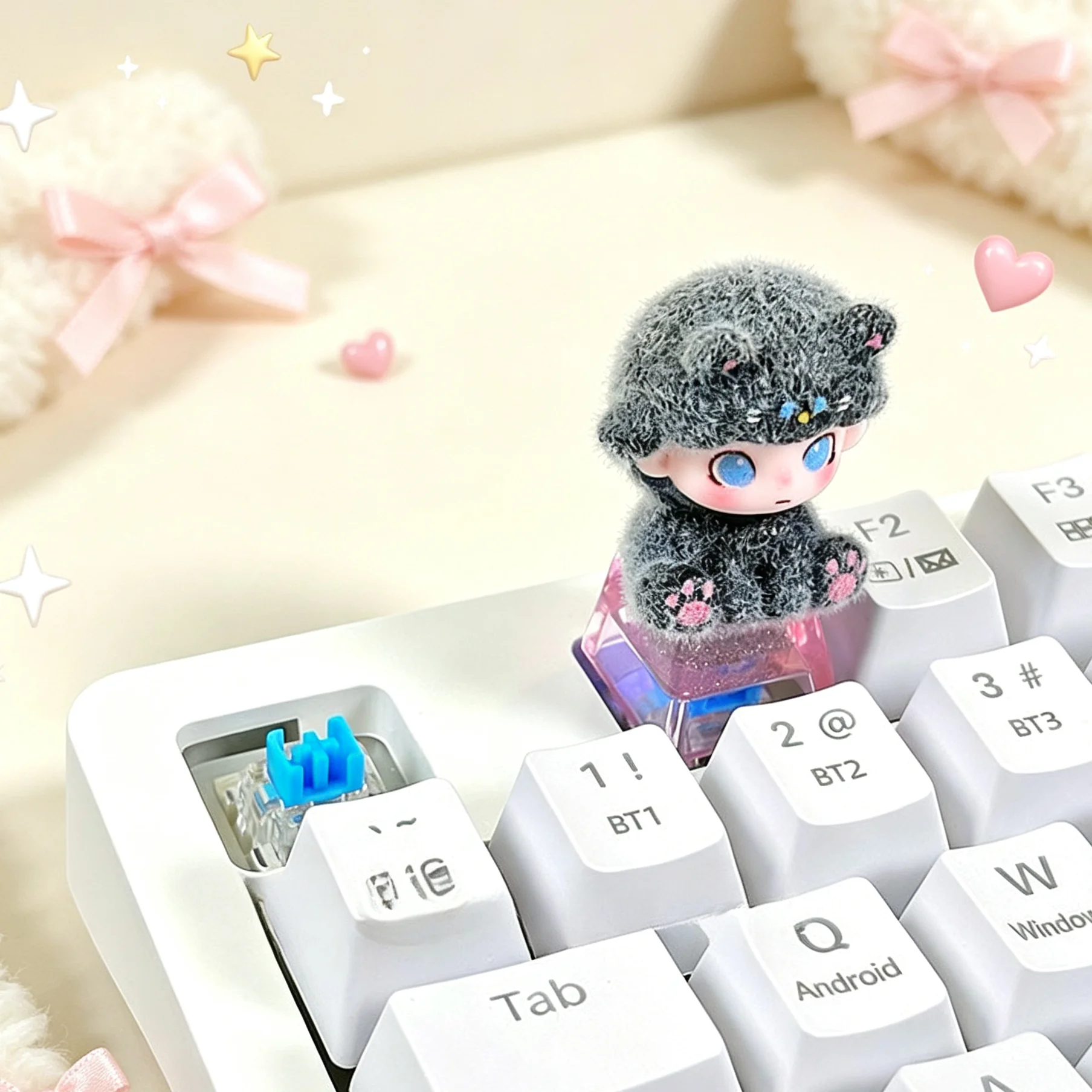 2Pcs/set Cute Siamese Cat Keycaps DIY Keyboard For Mechanical Keyboard Decorative Key Caps