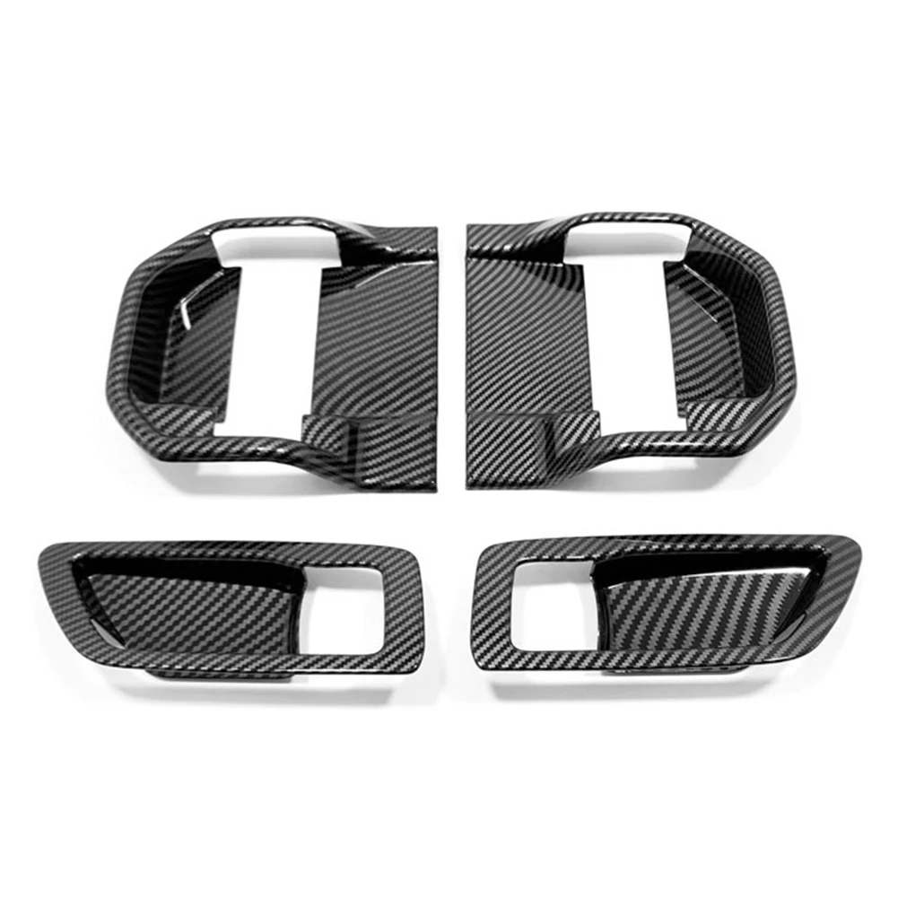 For Toyota Sienna XL40 2021 2022 Carbon Fiber Car Inner Door Handle Bowl Cover Trim Frame Sticker Decor Accessories