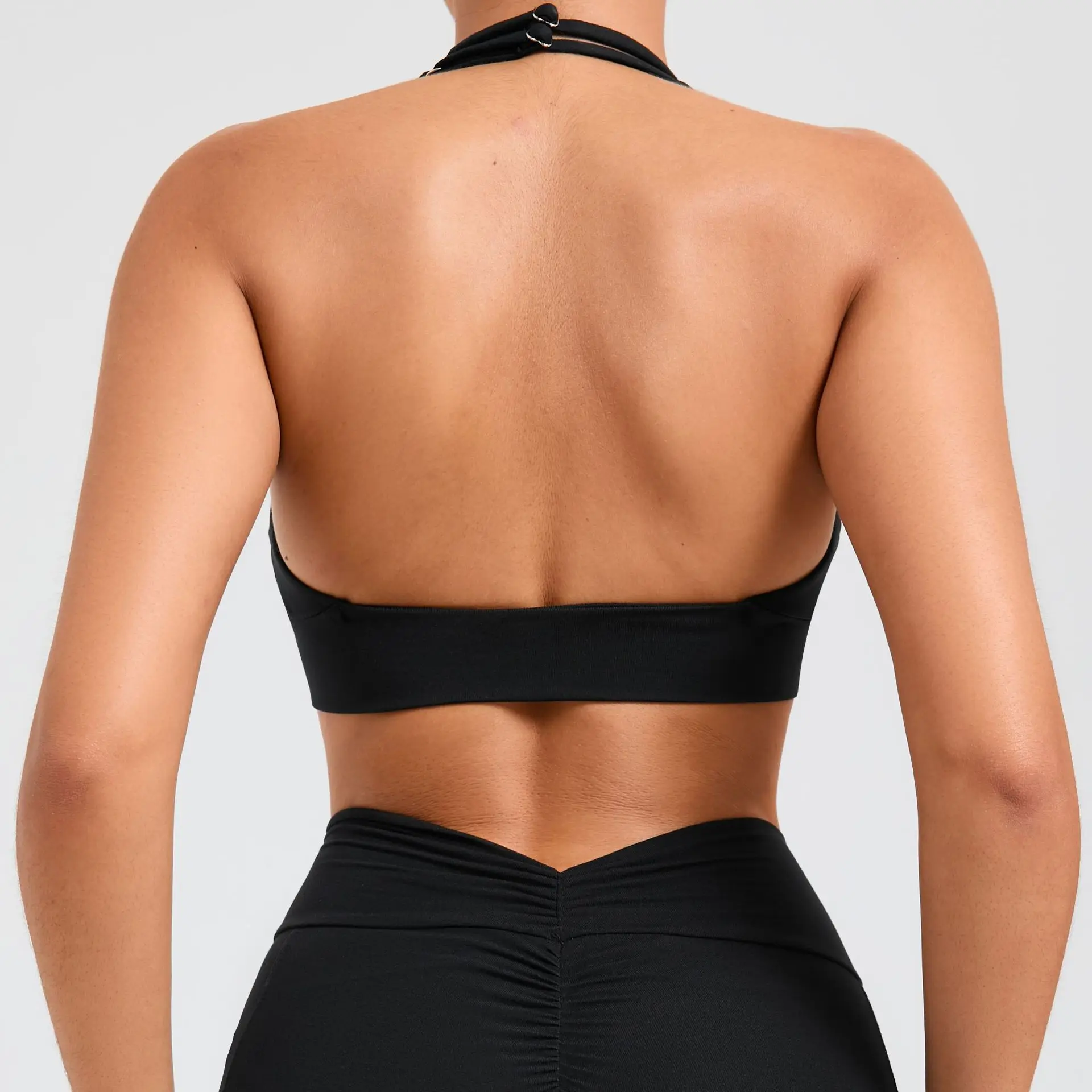 Sujetador deportivo para mujer, Top con cuello Halter, Push-Up de