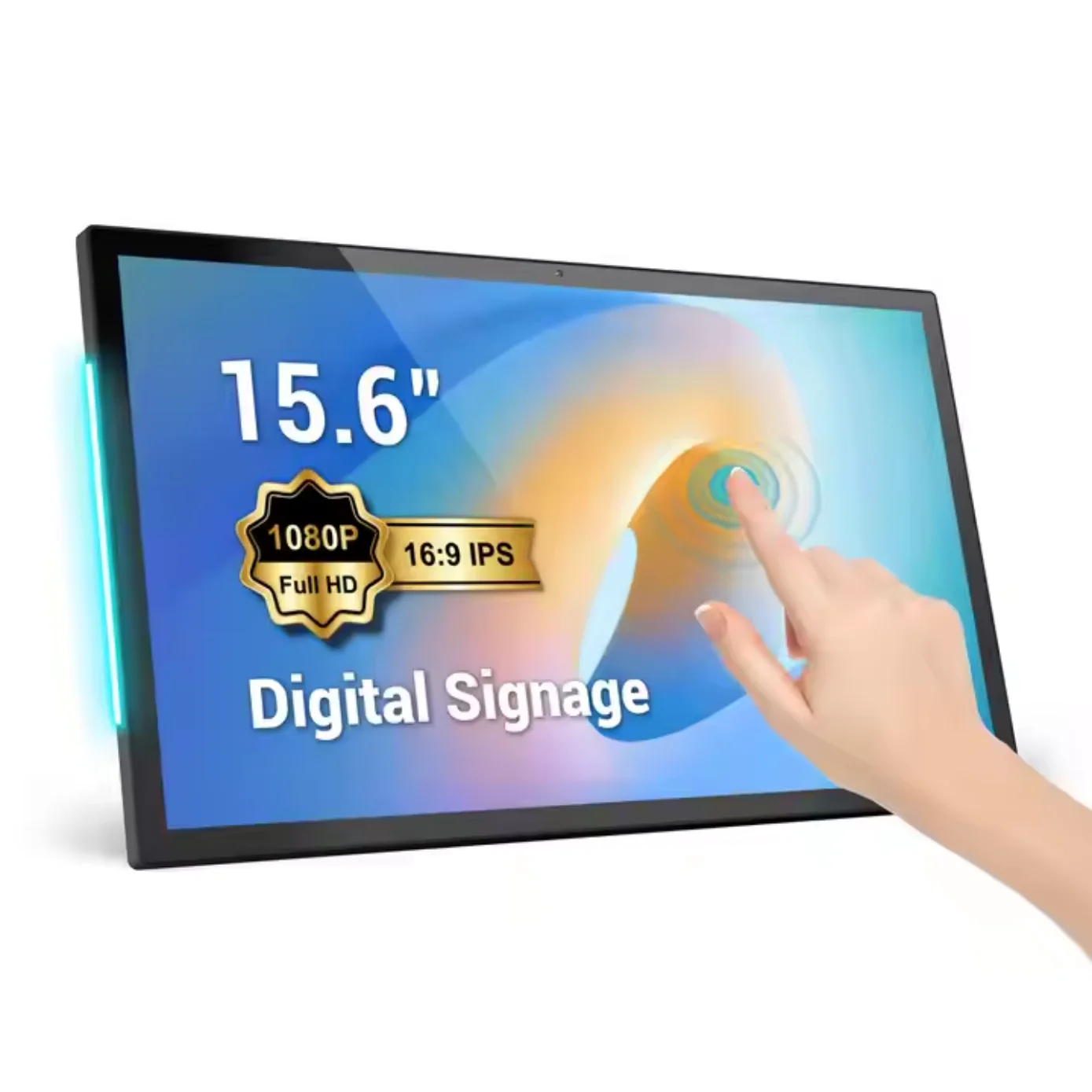 

15.6 Inch Wall Mount Android 14 Commercial Tablet, 4G+32G Touch Screen with LED Light Bars, 7x24 Hours POE Smart Home Control