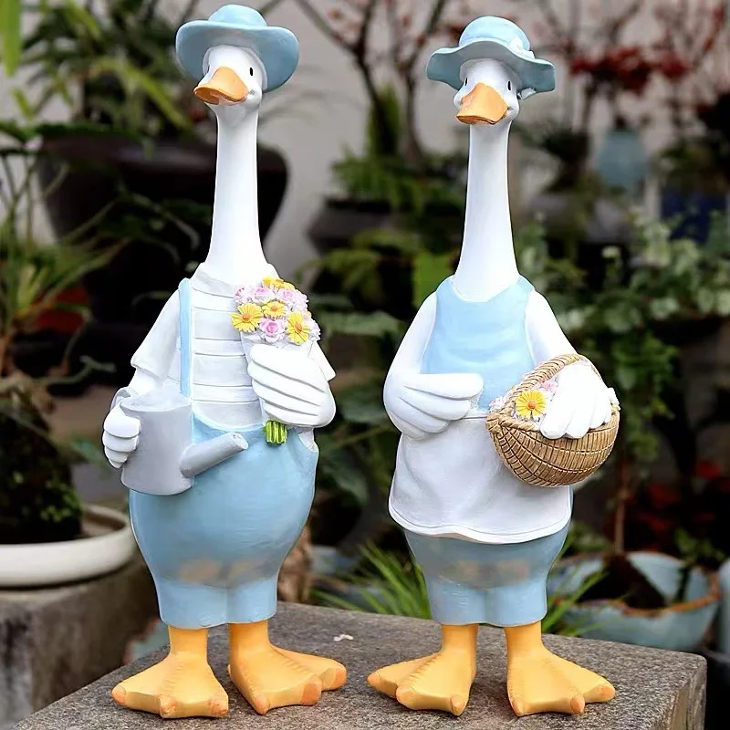 Couple Duck Statues Garden Decorations Outdoor Patio Home Decorations Creative Resin Crafts Gifts Garden Ornaments