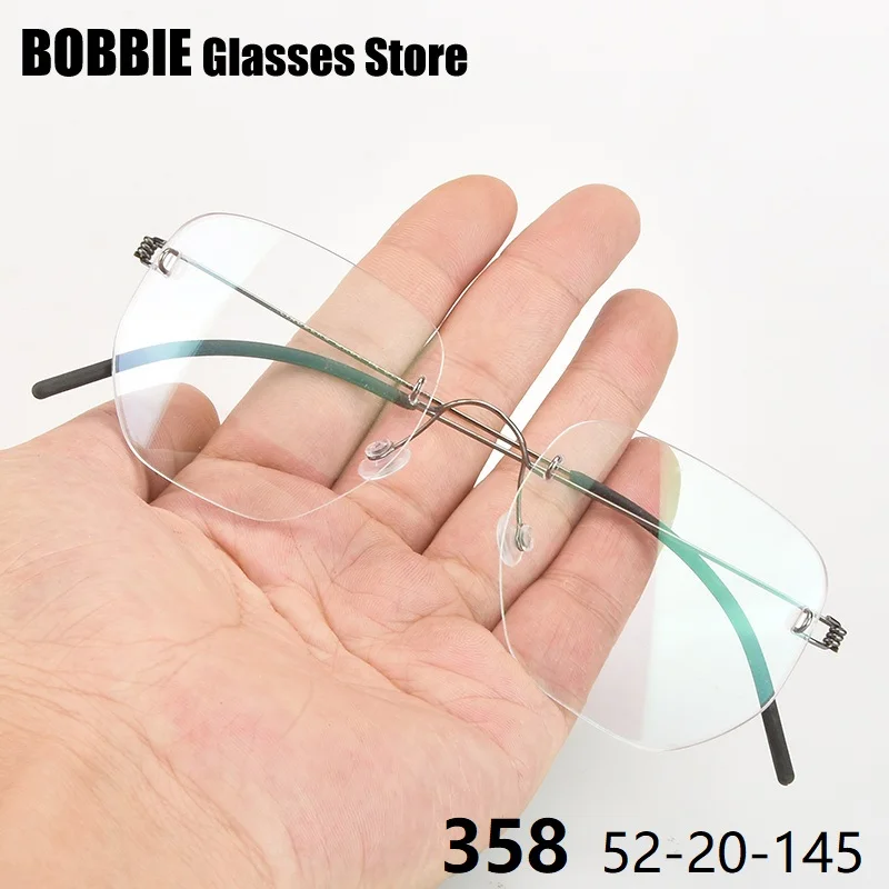 

Denmark Brand Glasses Frame Rimless Titanium Eyeglasses Screwless Polygon Square Men Women MR-8 Super Tough Glass Eyewear Gafas