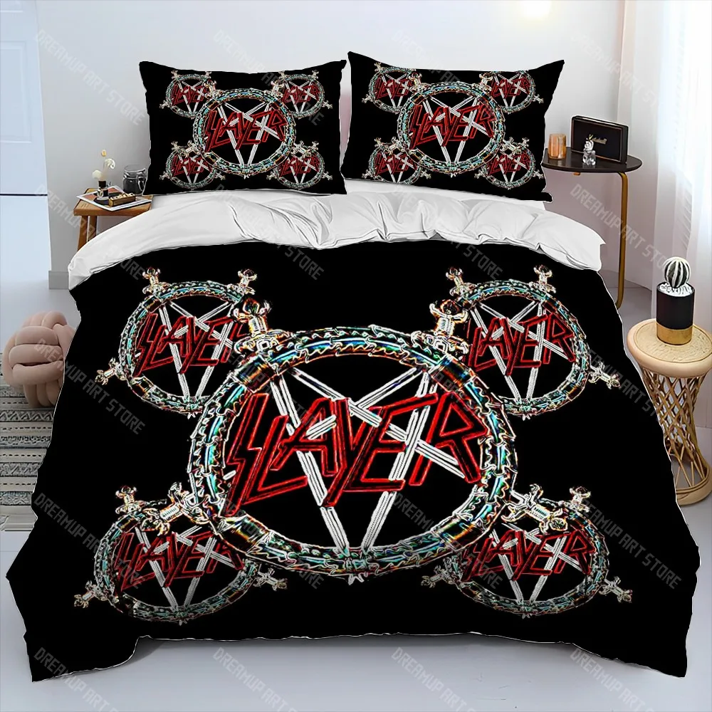 

Комплект постельного белья Slayer Heavy Metal Band Music Comforter, пододеяльник, пододеяльник, наволочка, комплект постельного белья размера Queen King Kids