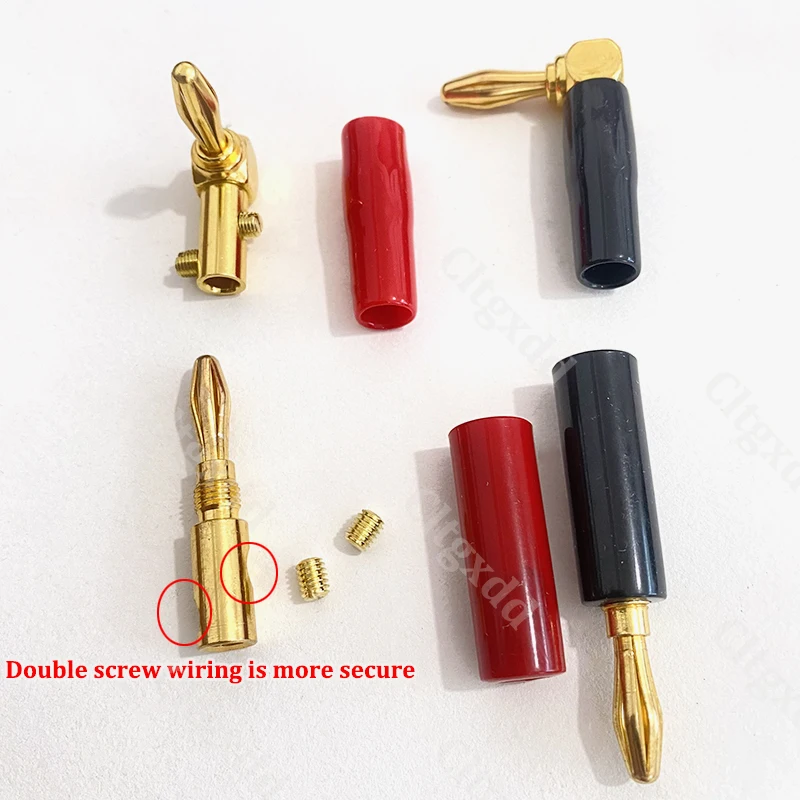 2 Stück 4mm 90 ° /180 ° Bananenstecker mit weichem Kunststoffgehäuse, rot und schwarz, geeignet für Multimeter, Audio- und Videolautsprecher – Detail 4