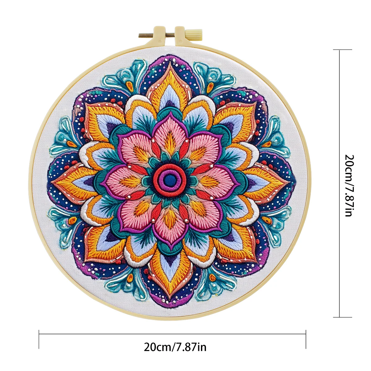 1 Stück 20X20CM/15X15CM 7,87/6,3 Zoll Blumen-Stickerei-Starter-Kit DIY-Kit DIY-Stickerei-Set Handarbeiten Malerei Nadelkunst – Detail 3