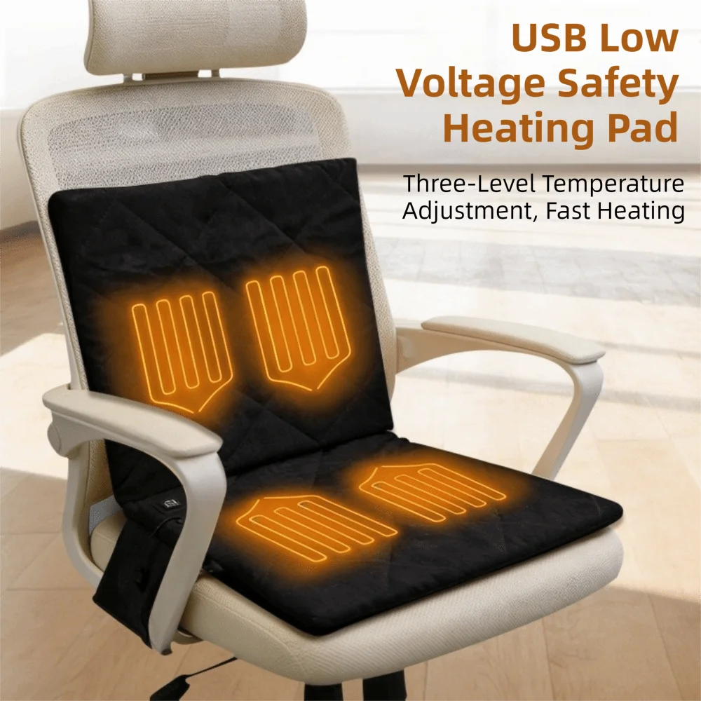 USB Charging Warm Heated Seat Mats Folding Cold Resistant Portable Heated Seat Cushion Lightweight Fast Heating