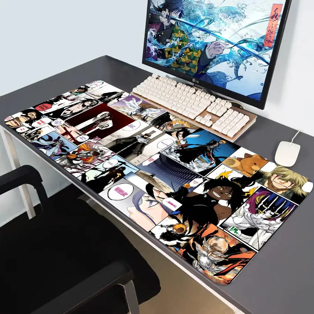 

White Mouse Pad Anime Large Mousepad Bleach Manga Panel Laptop Office Shounen Rubber Soft Table Mat Pc Gaming Non-Slip Carpet
