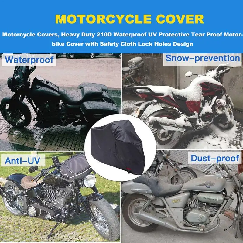 Motorcycle Cover 210D Waterproof Motorbike Cover UV Protective Dustproof Outdoor Motorcycle Rain Cover MotorBike Rain Cover