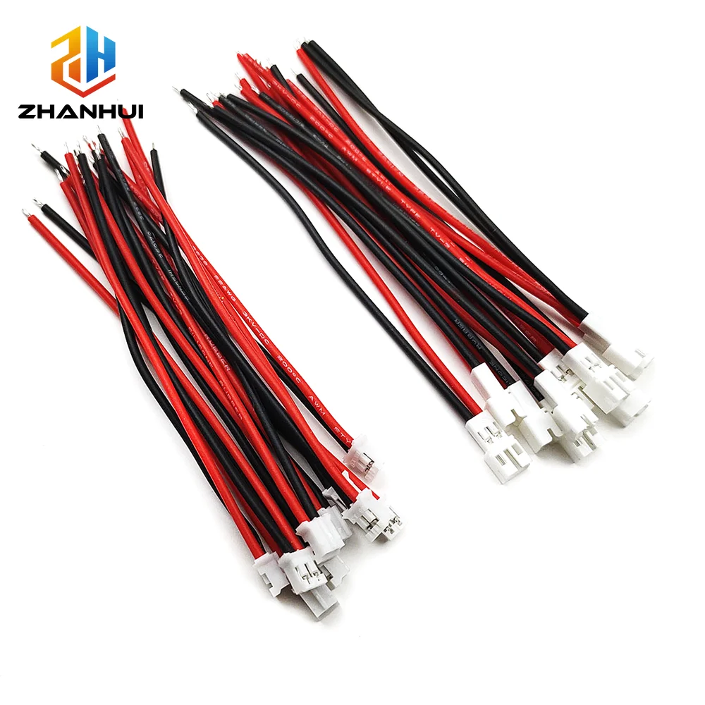 5-50 Pairs JST PH2.0 2Pin Male Female Pre-wired Connector 2.0mm Pitch Micro Plug Socket with 10CM 22AWG Soft Silicone Wire
