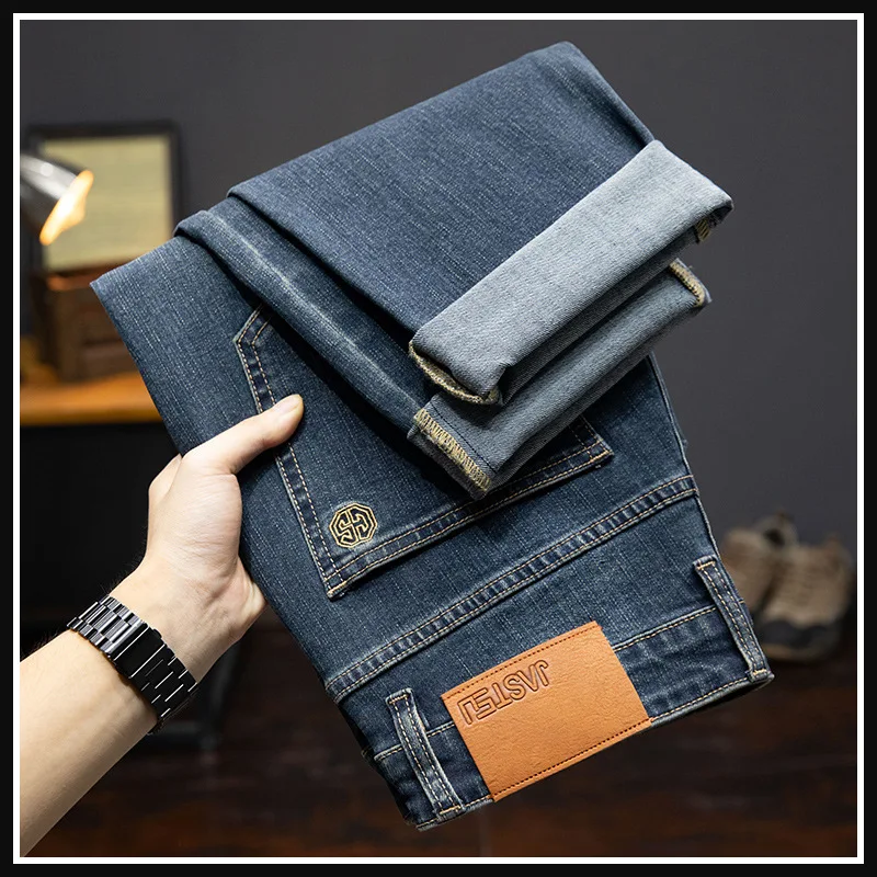 

High-end retro jeans for men Spring and Autumn 2024 New Stretch Slim fit all-matching straight casual trend winter long pants