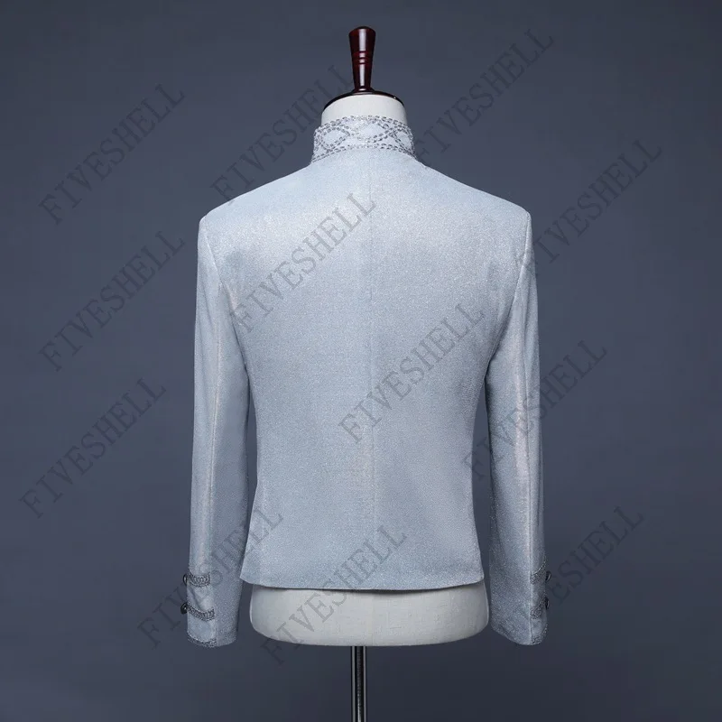 2024 Medieval Punk Officer Military Drummer Blazer Jacket Double Brested Stand Collar Vintage Blazers Mens Stage Prom Costumes