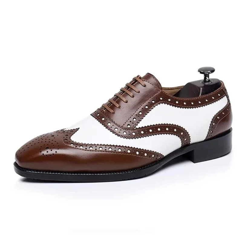 

Genuine Leather Shoes Spring Luxury Brand Elegant Lace Oxfords Wedding Shoes Bride For Men