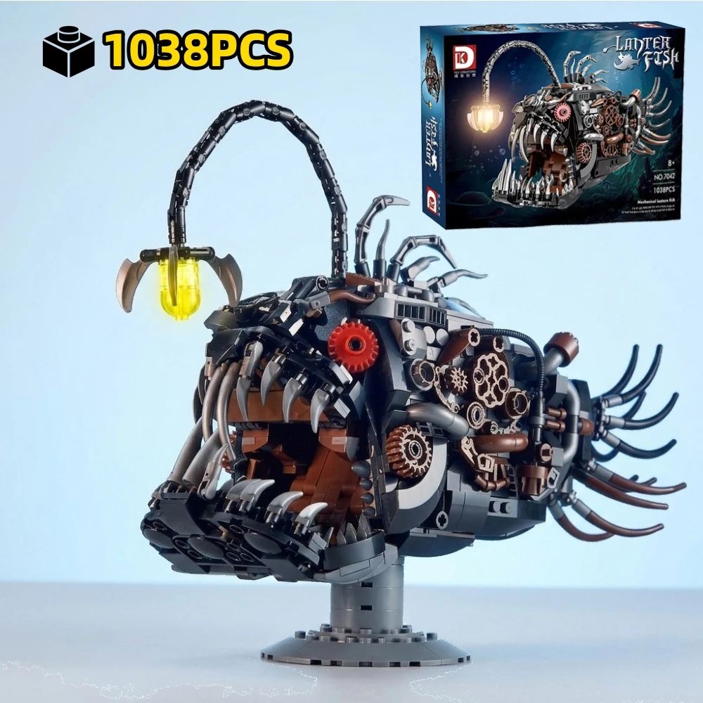 

Technical Mechanical Anglerfish Building Blocks, 1038Pcs Deep Sea Creature Model With Light, DIY Marine Life Toy, Holiday Gift