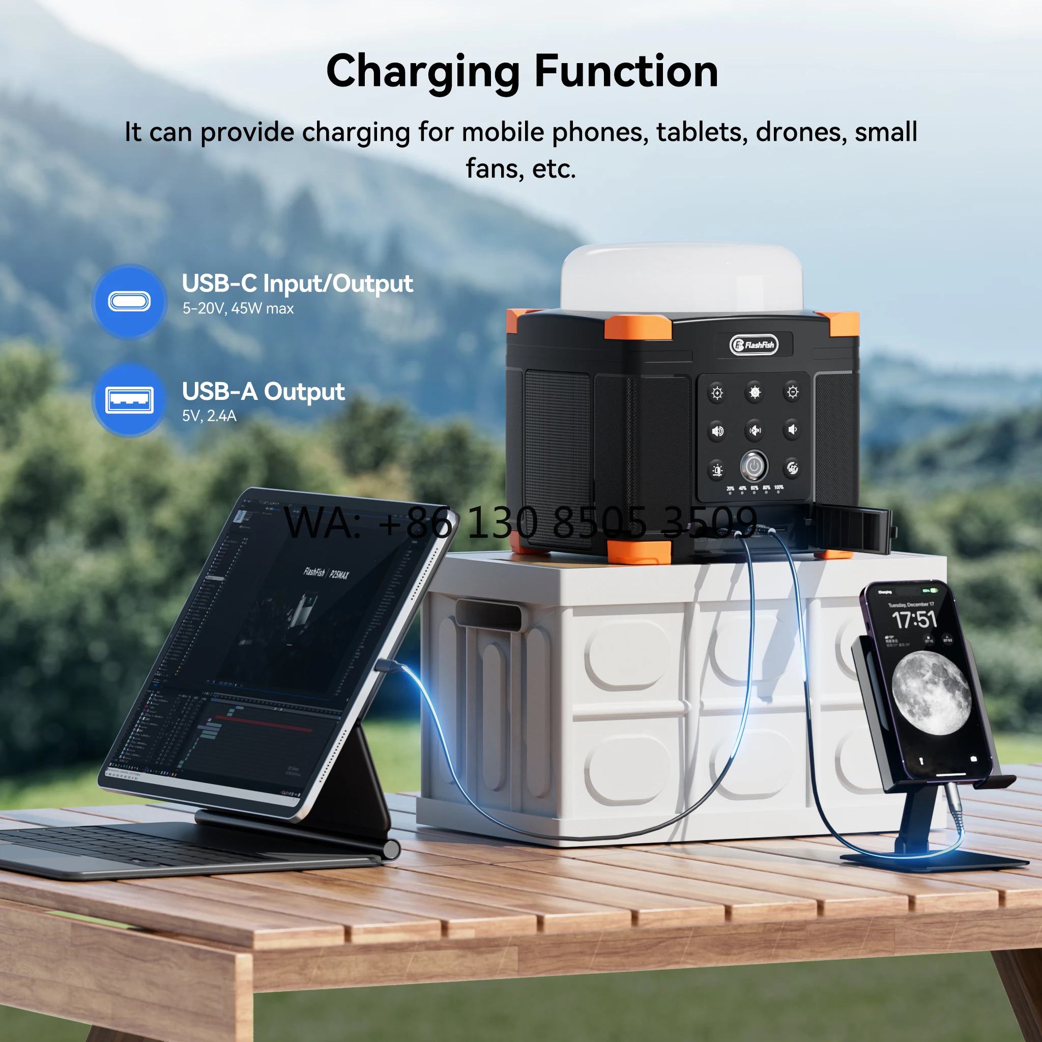 Portable Hardcore Power Bank Solar Camping Lights LED Rechargeable Lantern 15600mah Power Station With Speaker Music