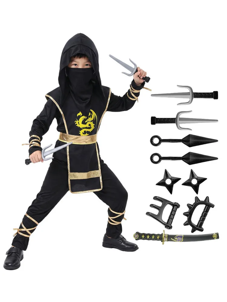 Ninja Samurai-kostuumset voor kinderen Halloween Cosplay met zwaadaccessoires Japanse krijgeroutfit Nieuwjaar Prestatiefeest - afbeelding 2