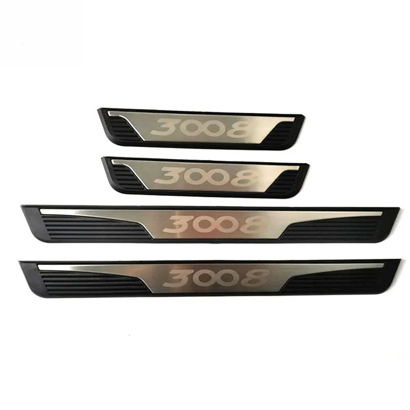 4PCS/Set ABS Stainless Steel For 2017-2021 Peugeot 3008 GT Auto Car Door Sill Pedal Welcome Scuff Plate Decoration Cover