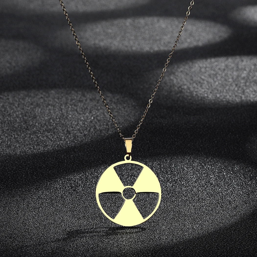 Todorova Stainless Steel Necklace Radiation Hazard Symbol Pendant Necklaces For Women Man Nuclear Emblem Necklace Party Jewelry