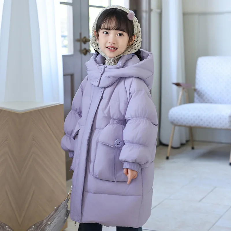 

OLEKID 2025 корейская детская зимняя куртка для девочек, пальто с капюшоном, толстая теплая пуховая куртка для девочек 3-12 лет, детская парка с подкладкой, верхняя одежда