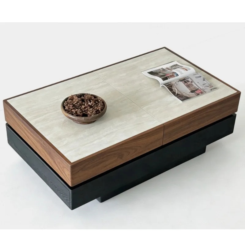 Modern Chinese simple retractable storage coffee table, small apartment rectangular light luxury living room for home use