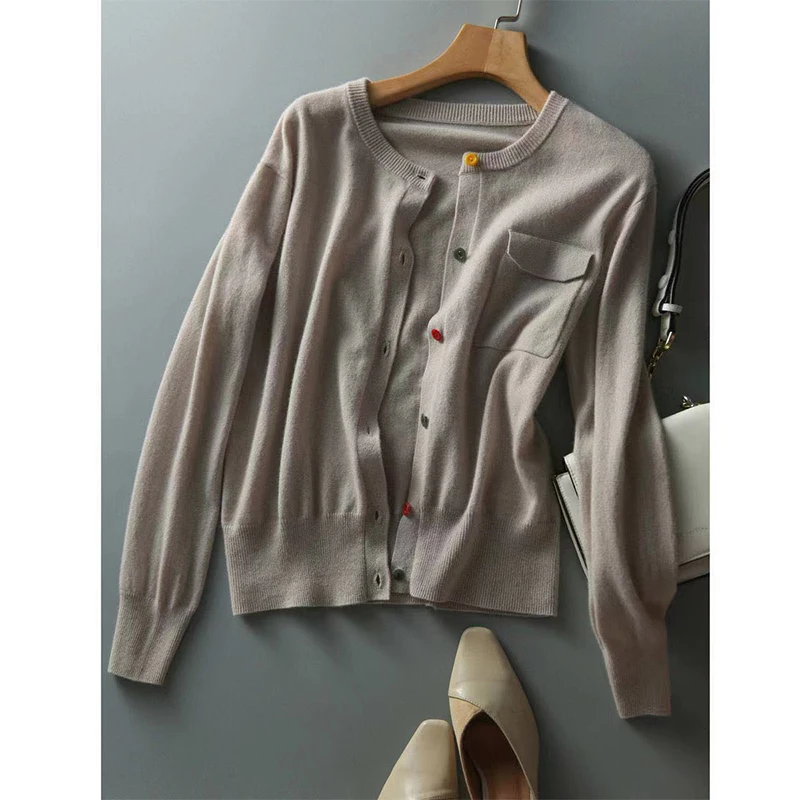 Autumn Winter Elegant Fashion Sweet Chic Solid Sweater Women Slim Button Casual Knitted Cardigan All-match Top Female Clothing