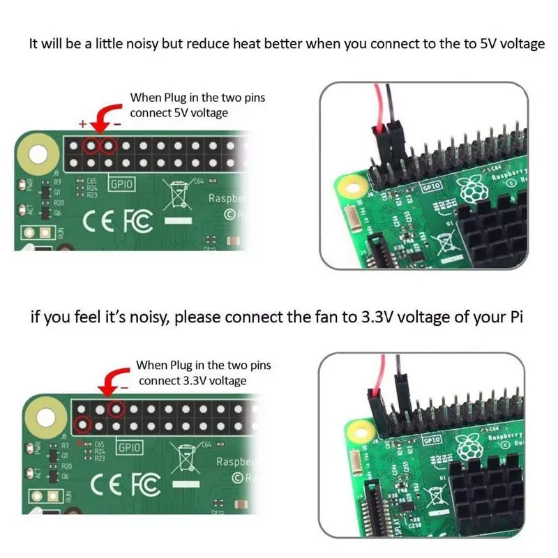 4PCS Raspberry Pi Brushless CPU Cooling Fan Heatsink Cooler Radiator 3.3V 5V for Raspberry Pi4 Pi3 B+, Pi 3, Pi 2, Pi 1 B+
