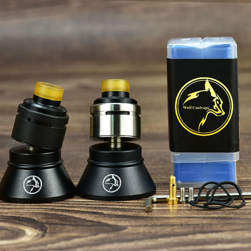 

Испаритель wolfcoolvape Squi RDA mtl, обслуживаемый капельный резервуар 22 мм 316ss атомайзер с регулируемым воздушным потоком rda с BF Pin