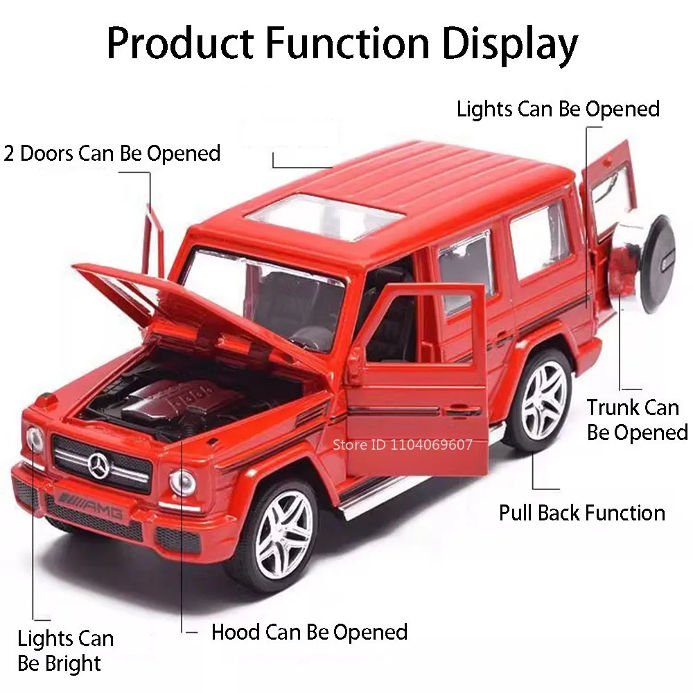 مقياس 1:32 G65 مصنوع من خليط معدني موديلات سيارات لعبة 4 أبواب مفتوحة ضوء الصوت التراجع محاكاة عالية سيارات الدفع الرباعي لهدايا الأطفال #2