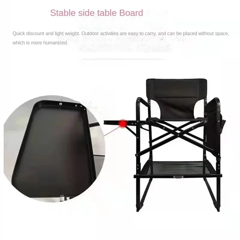 Ultimate Aluminum Makeup Maestro Chair Sleek Black Pro Folding Director\'s Seat Outdoor Glamour Camping Throne Portable Hair