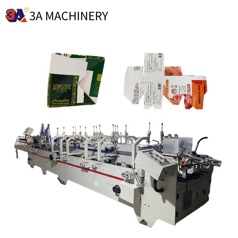 CQT-900 Second Hand Pneumatic Automatic Bottom Lock Folder Gluer Carton Box Folder Gluer Machine with Wood Case Packaging