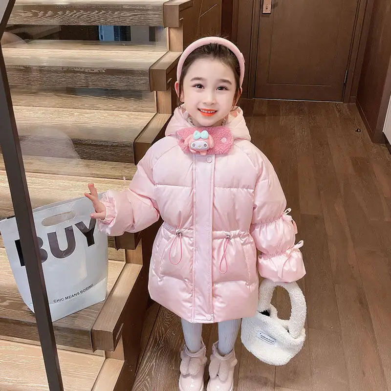 

Girls' Kuromi Cartoon Down Jacket Winter 2025 New Fashionable Children's Kawaii Anime Thick Warm Coat Sweet and Comfort Tops