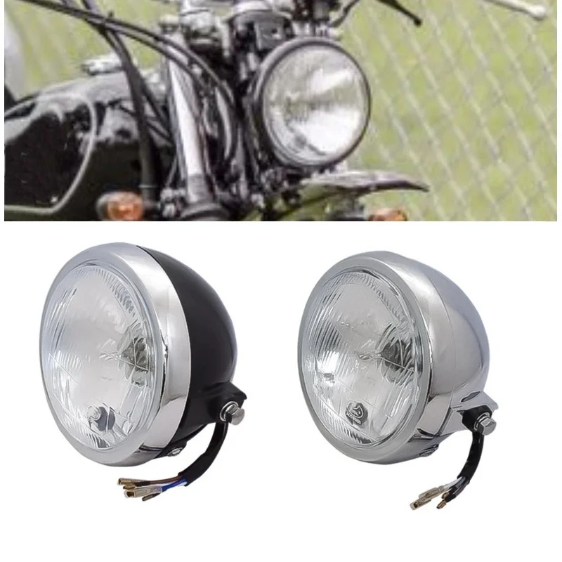 12V universal motorcycle headlight round headlamp head light for Honda cg125 gn125 for Suzuki Cafe Racer Lamps