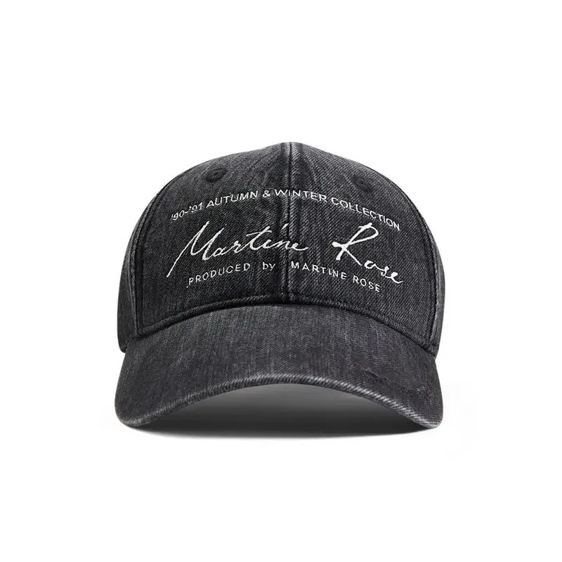 Marti Broken brim Frayed Letter Embroidered Cap Washed Baseball Cap