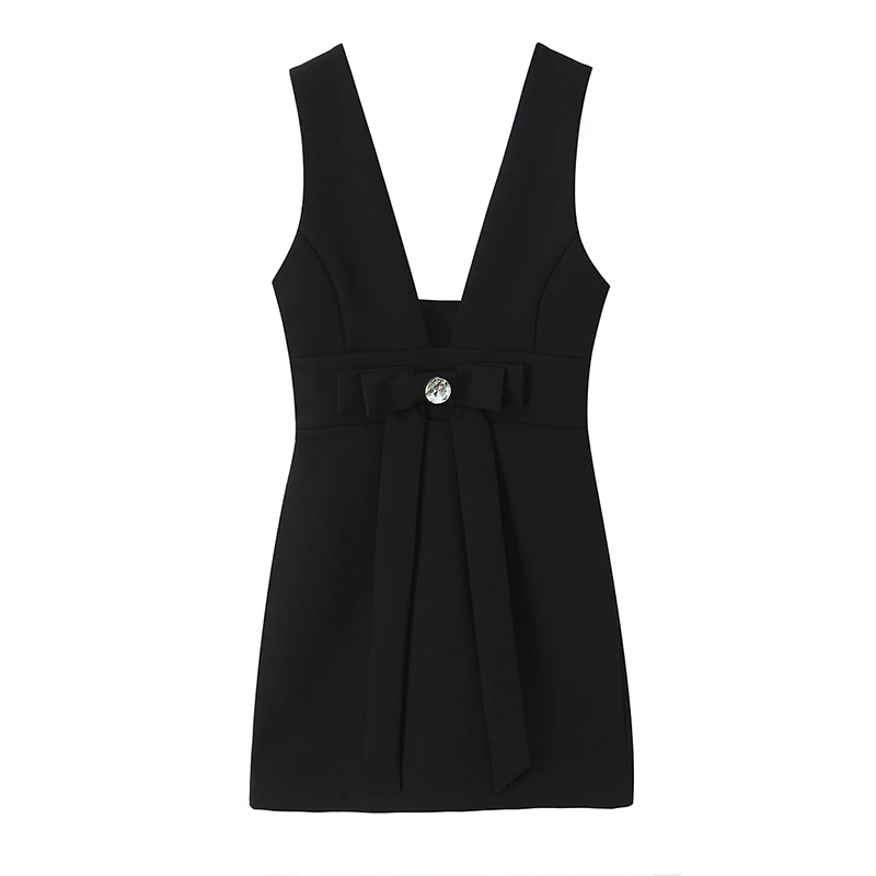 sleeveless plunge neck a line mini dress in black woven Sleeveless Plunge Neck A Line Mini Dress In Black Woven | EGO UK