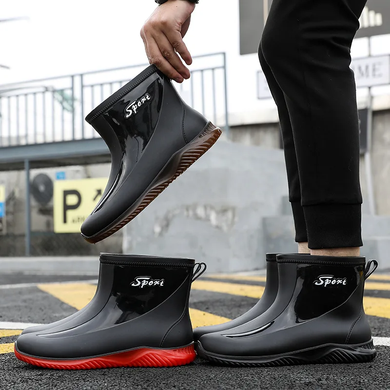 2024 Men Boots Waterproof Rain Boots With Removable Warm Plush Work Garden Shoes Rubber Four Season Antiskid Safe Fishing Boot